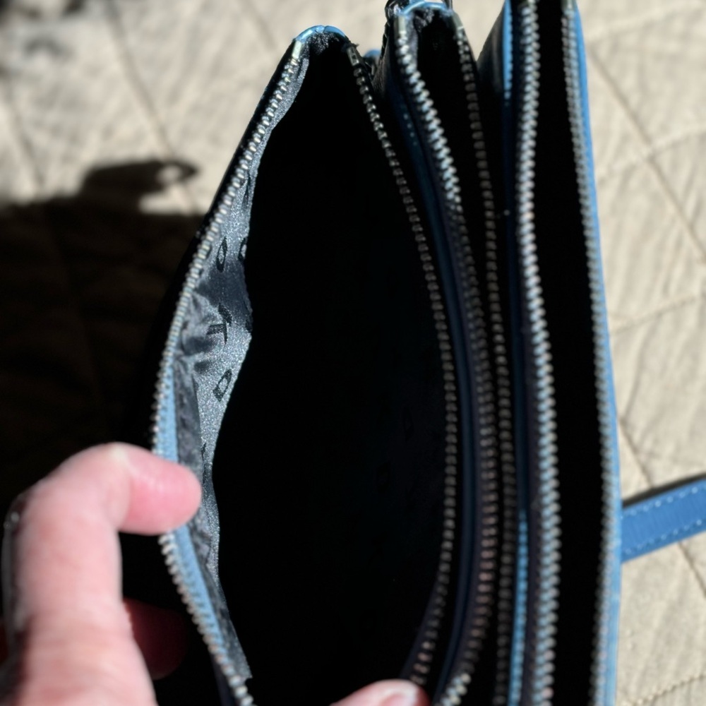 DKNY Handbag Vinyl Slate blue crossbody style. GUC - Picture 4 of 9